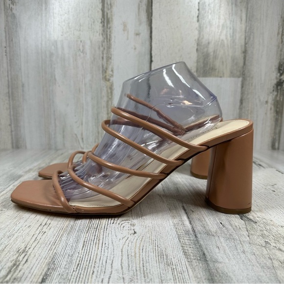 New Nine West Getcha 3 Heeled Brown Leather Block Heel Summer Sandals #498 - Picture 5 of 10